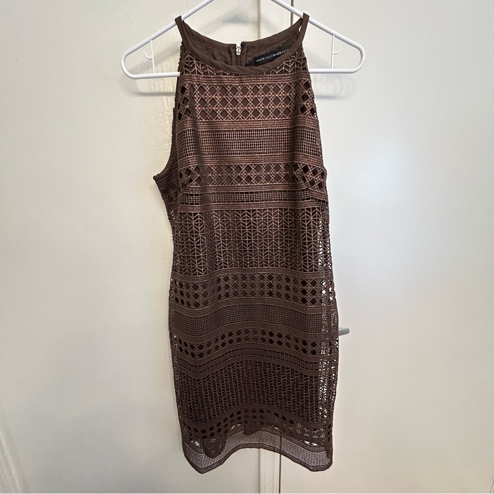 White House Black Market Brown Metallic Dress Size 2